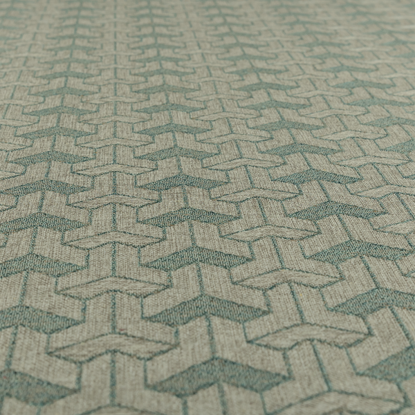 Baha Geometric Key Pattern Teal Colour Upholstery Fabric CTR-2482 - Made To Measure Curtains