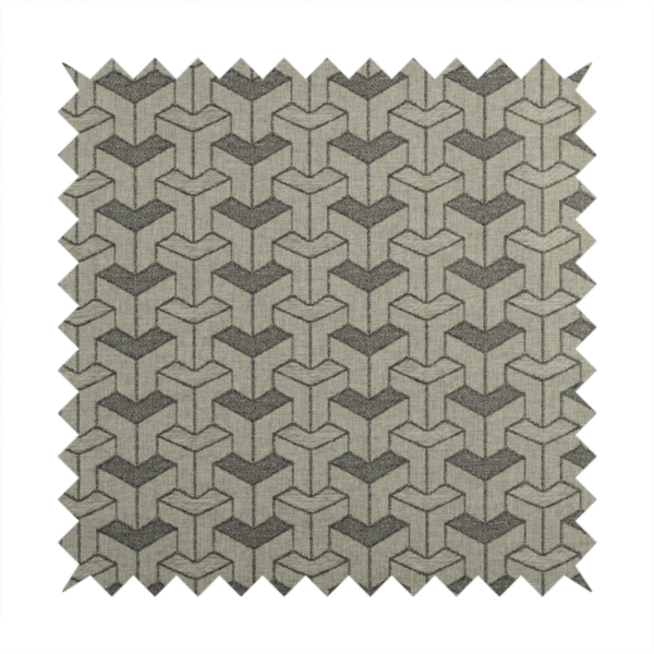 Baha Geometric Key Pattern Grey Colour Upholstery Fabric CTR-2483 - Roman Blinds