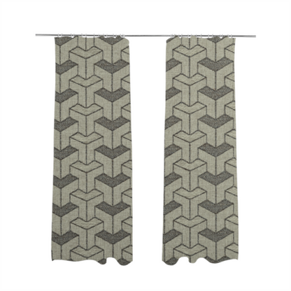 Baha Geometric Key Pattern Grey Colour Upholstery Fabric CTR-2483 - Made To Measure Curtains