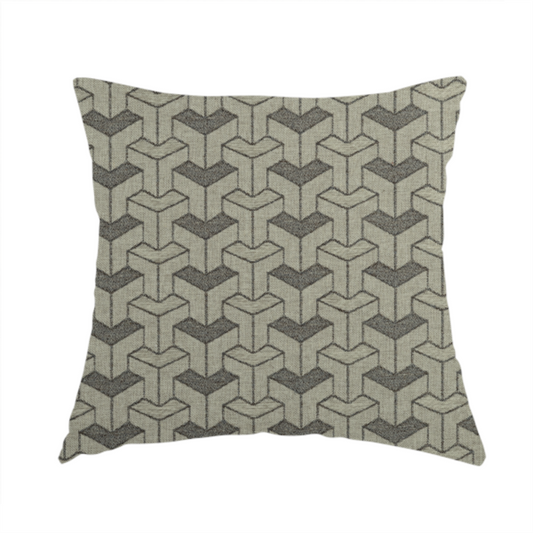 Baha Geometric Key Pattern Grey Colour Upholstery Fabric CTR-2483 - Handmade Cushions