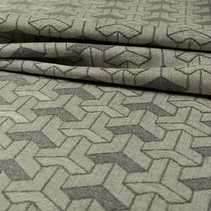 Baha Geometric Key Pattern Grey Colour Upholstery Fabric CTR-2483 - Roman Blinds