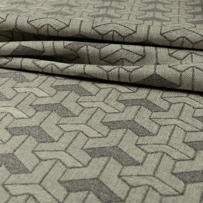 Baha Geometric Key Pattern Grey Colour Upholstery Fabric CTR-2483 - Handmade Cushions