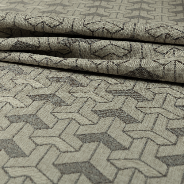 Baha Geometric Key Pattern Grey Colour Upholstery Fabric CTR-2483 - Made To Measure Curtains