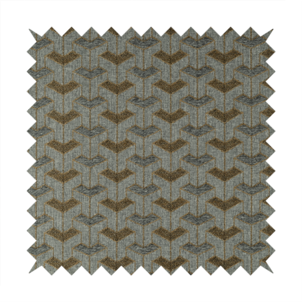 Baha Geometric Key Pattern Orange Grey Colour Upholstery Fabric CTR-2484 - Roman Blinds