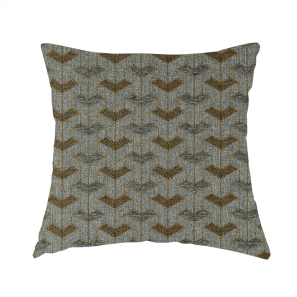 Baha Geometric Key Pattern Orange Grey Colour Upholstery Fabric CTR-2484 - Handmade Cushions