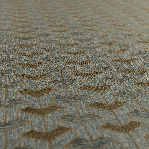 Baha Geometric Key Pattern Orange Grey Colour Upholstery Fabric CTR-2484 - Roman Blinds