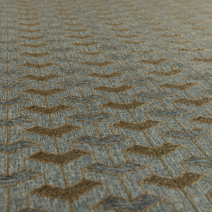 Baha Geometric Key Pattern Orange Grey Colour Upholstery Fabric CTR-2484 - Handmade Cushions