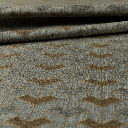 Baha Geometric Key Pattern Orange Grey Colour Upholstery Fabric CTR-2484