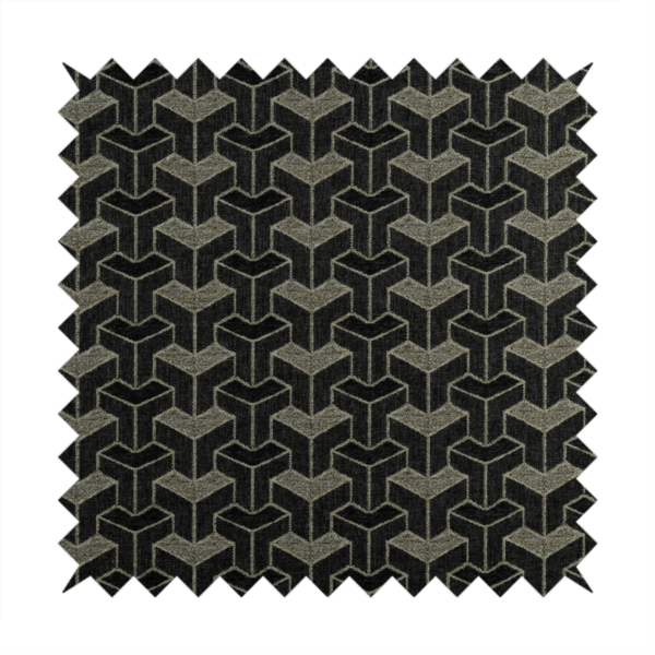 Baha Geometric Key Pattern Cream Black Colour Upholstery Fabric CTR-2485 - Roman Blinds