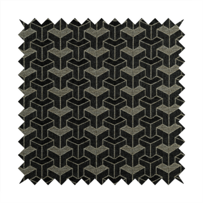 Baha Geometric Key Pattern Cream Black Colour Upholstery Fabric CTR-2485 - Handmade Cushions