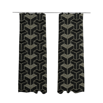 Baha Geometric Key Pattern Cream Black Colour Upholstery Fabric CTR-2485 - Made To Measure Curtains