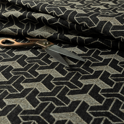 Baha Geometric Key Pattern Cream Black Colour Upholstery Fabric CTR-2485 - Made To Measure Curtains