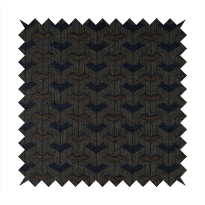 Baha Geometric Key Pattern Blue Brown Colour Upholstery Fabric CTR-2486 - Roman Blinds