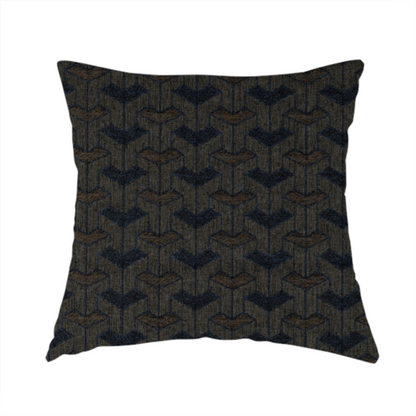 Baha Geometric Key Pattern Blue Brown Colour Upholstery Fabric CTR-2486 - Handmade Cushions