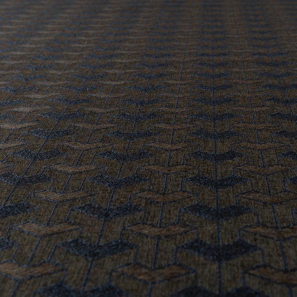 Baha Geometric Key Pattern Blue Brown Colour Upholstery Fabric CTR-2486 - Roman Blinds