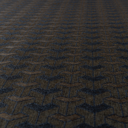 Baha Geometric Key Pattern Blue Brown Colour Upholstery Fabric CTR-2486 - Roman Blinds