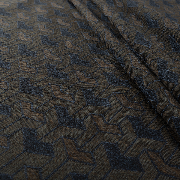 Baha Geometric Key Pattern Blue Brown Colour Upholstery Fabric CTR-2486 - Handmade Cushions