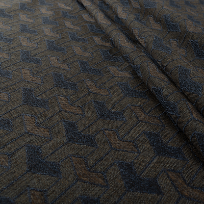 Baha Geometric Key Pattern Blue Brown Colour Upholstery Fabric CTR-2486 - Made To Measure Curtains