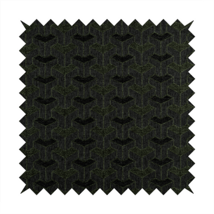 Baha Geometric Key Pattern Black Green Colour Upholstery Fabric CTR-2487 - Made To Measure Curtains