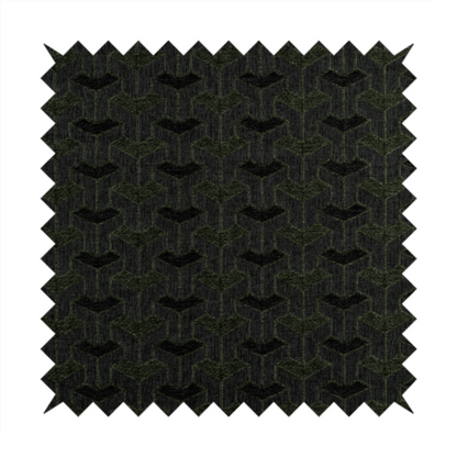 Baha Geometric Key Pattern Black Green Colour Upholstery Fabric CTR-2487