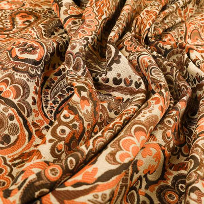 Colarto Collection Orange Brown Colour In Paisley Pattern Chenille Furnishing Fabric CTR-249 - Roman Blinds