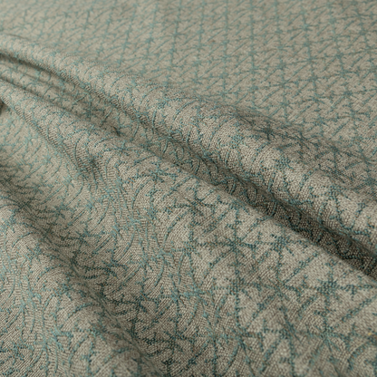 Baraka Geometric Pattern Teal Colour Upholstery Fabric CTR-2491