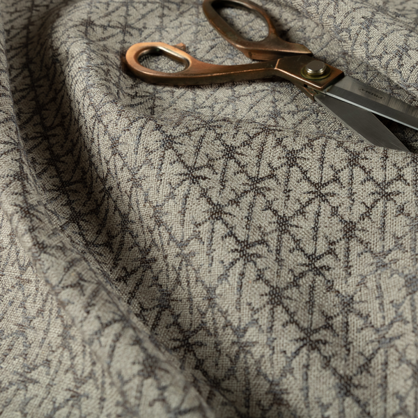 Baraka Geometric Pattern Grey Colour Upholstery Fabric CTR-2492