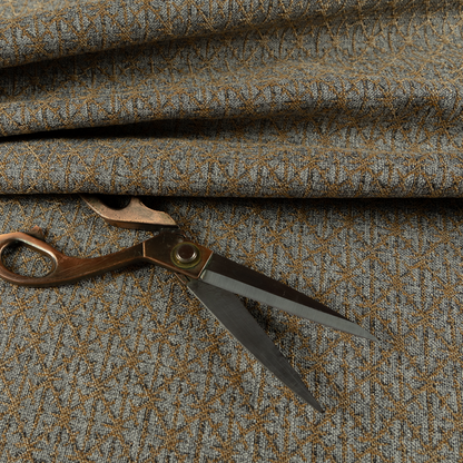 Baraka Geometric Pattern Orange Grey Colour Upholstery Fabric CTR-2493 - Made To Measure Curtains