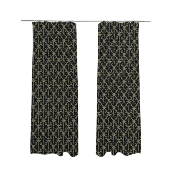 Baraka Geometric Pattern Cream Black Colour Upholstery Fabric CTR-2494 - Made To Measure Curtains