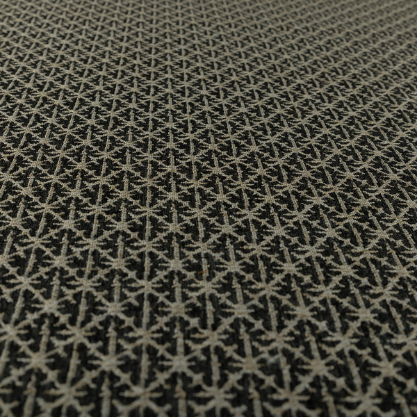Baraka Geometric Pattern Cream Black Colour Upholstery Fabric CTR-2494 - Roman Blinds