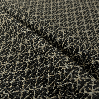 Baraka Geometric Pattern Cream Black Colour Upholstery Fabric CTR-2494 - Roman Blinds