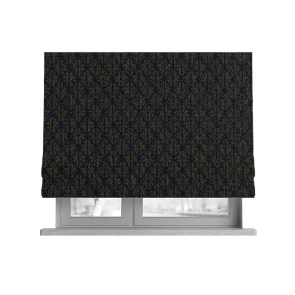 Baraka Geometric Pattern Blue Brown Colour Upholstery Fabric CTR-2495 - Roman Blinds