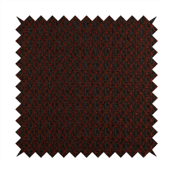 Baraka Geometric Pattern Black Red Colour Upholstery Fabric CTR-2497