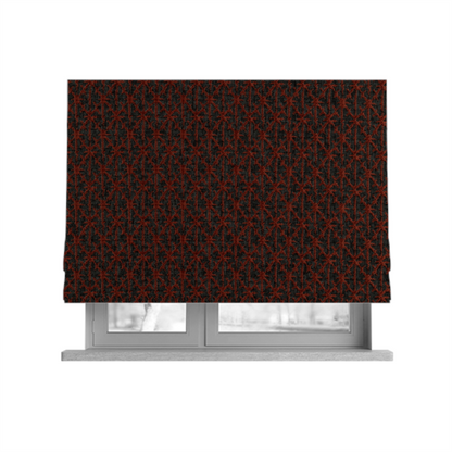 Baraka Geometric Pattern Black Red Colour Upholstery Fabric CTR-2497 - Roman Blinds