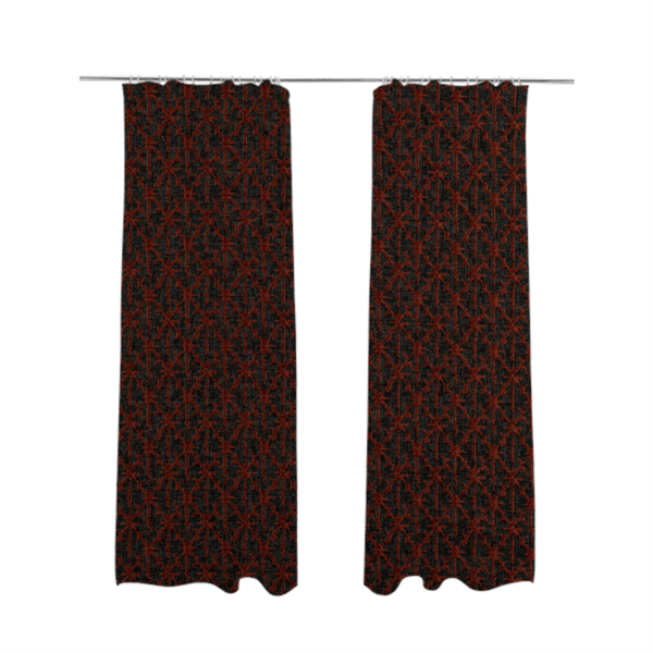 Baraka Geometric Pattern Black Red Colour Upholstery Fabric CTR-2497 - Made To Measure Curtains