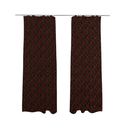 Baraka Geometric Pattern Black Red Colour Upholstery Fabric CTR-2497 - Made To Measure Curtains