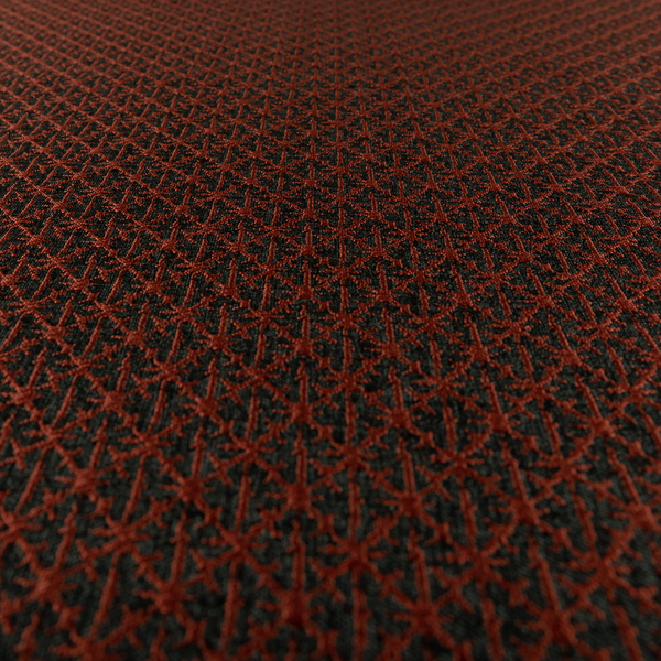 Baraka Geometric Pattern Black Red Colour Upholstery Fabric CTR-2497 - Roman Blinds