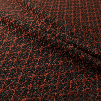 Baraka Geometric Pattern Black Red Colour Upholstery Fabric CTR-2497