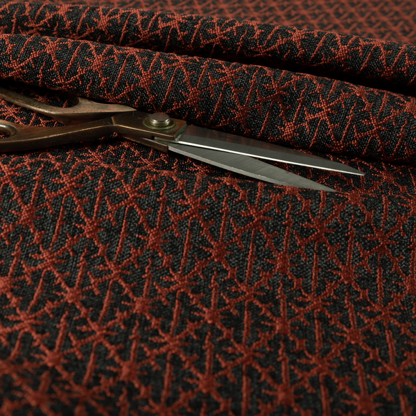 Baraka Geometric Pattern Black Red Colour Upholstery Fabric CTR-2497 - Made To Measure Curtains