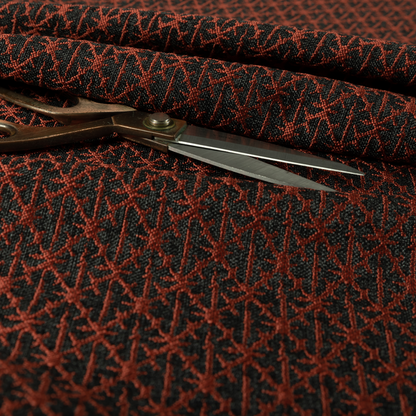 Baraka Geometric Pattern Black Red Colour Upholstery Fabric CTR-2497 - Made To Measure Curtains