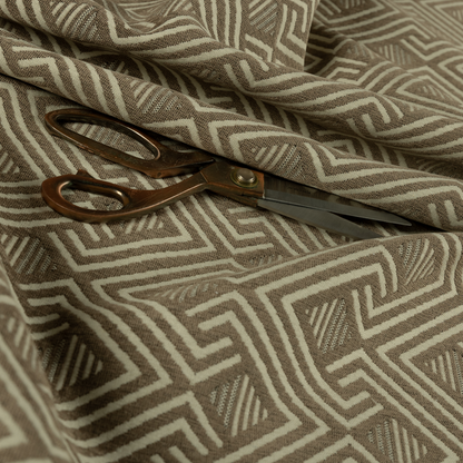 Erina Geometric Patterned Weave Brown Colour Upholstery Fabric CTR-2498 - Made To Measure Curtains