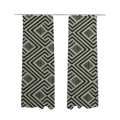 Erina Geometric Patterned Weave Grey Colour Upholstery Fabric CTR-2499 - Made To Measure Curtains