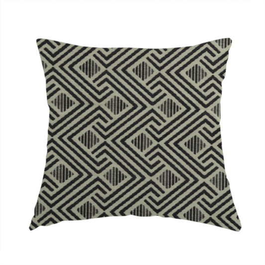 Erina Geometric Patterned Weave Grey Colour Upholstery Fabric CTR-2499 - Handmade Cushions