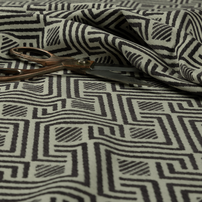 Erina Geometric Patterned Weave Grey Colour Upholstery Fabric CTR-2499 - Made To Measure Curtains