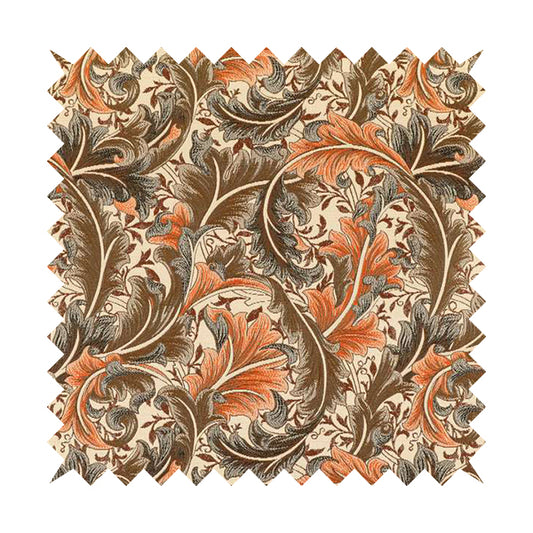 Colarto Collection Orange Brown Colour In Floral Pattern Chenille Furnishing Fabric CTR-250