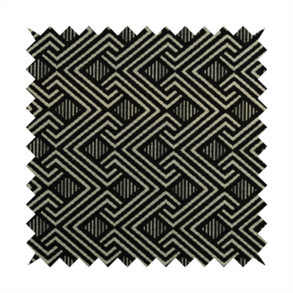 Erina Geometric Patterned Weave Black Colour Upholstery Fabric CTR-2500 - Roman Blinds