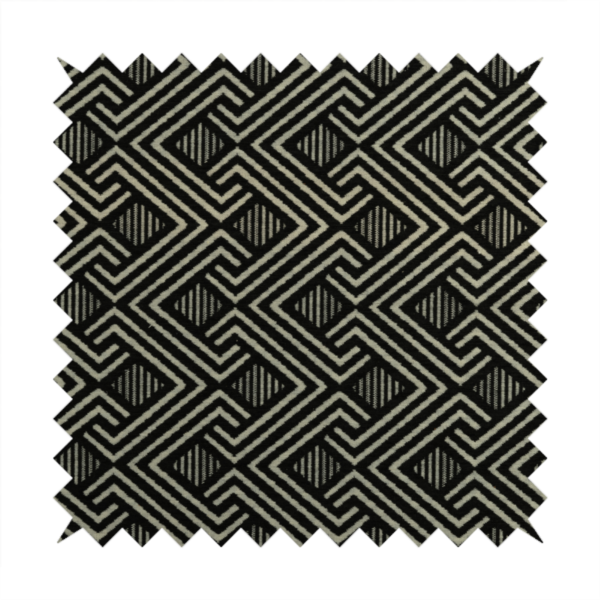 Erina Geometric Patterned Weave Black Colour Upholstery Fabric CTR-2500 - Made To Measure Curtains