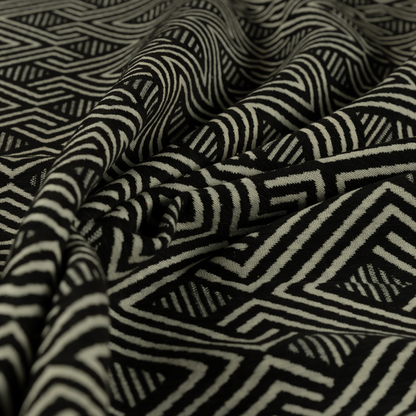 Erina Geometric Patterned Weave Black Colour Upholstery Fabric CTR-2500 - Made To Measure Curtains