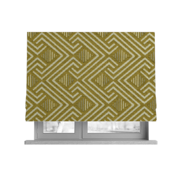 Erina Geometric Patterned Weave Yellow Colour Upholstery Fabric CTR-2501 - Roman Blinds