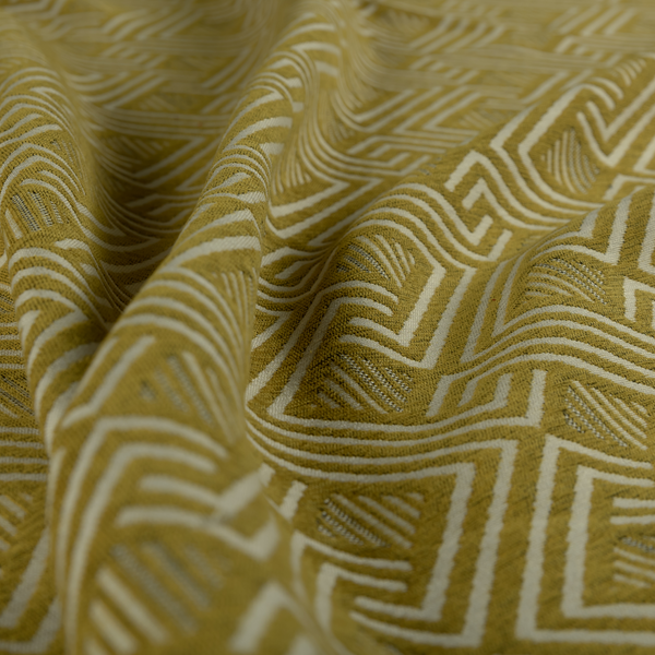 Erina Geometric Patterned Weave Yellow Colour Upholstery Fabric CTR-2501 - Made To Measure Curtains